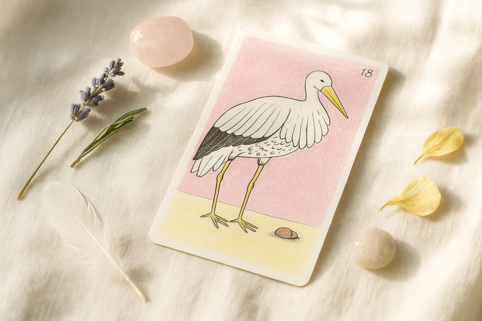 La Carte 18 de l'Oracle Gé la Cigogne