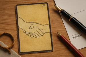 La Carte 29 de l'Oracle Gé la Poignée de Main