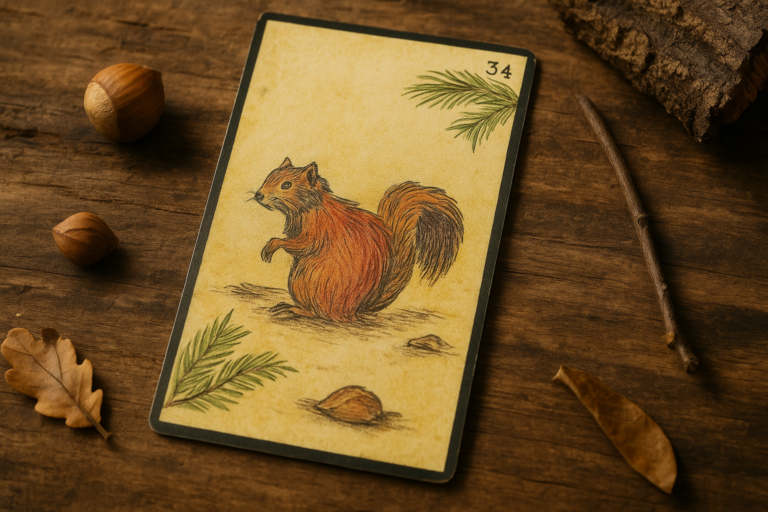 La Carte 34 de l'Oracle Gé l'Écureuil